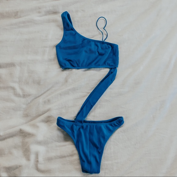 UO Out From Under Blue Crossbody Bodysuit - Picture 1 of 2